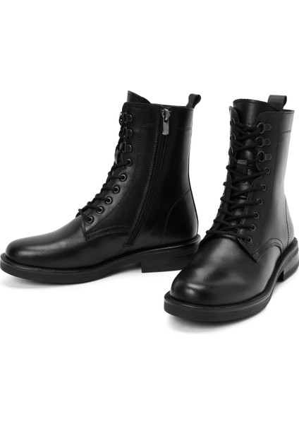 Kadın Siyah Fermuarlı Deri Postal Bot 25WFD510318 modelleri