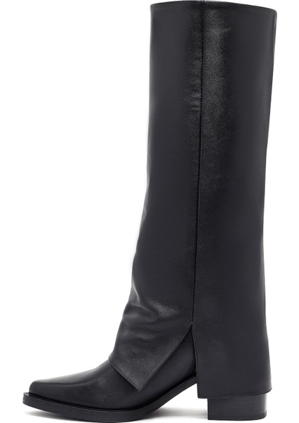 Kadın Siyah Kalın Topuklu Deri Çizme 25WFD153918 fırsatları