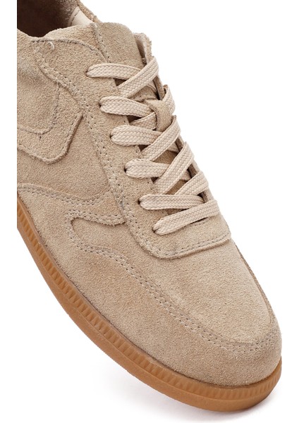 Kadın Camel Bağcıklı Süet Deri Sneaker 25AFD220910