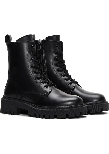 Kadın Siyah Fermuarlı Deri Postal Bot 25WFD510218 fırsatları