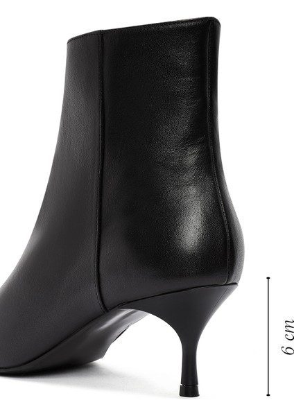 Kadın Siyah Fermuarlı Ince Topuklu Deri Bot 25WFD131318 fiyatları
