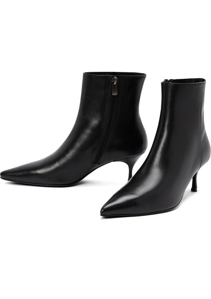 Kadın Siyah Fermuarlı Ince Topuklu Deri Bot 25WFD131318 modelleri