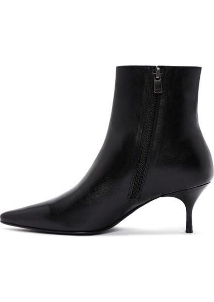 Kadın Siyah Fermuarlı Ince Topuklu Deri Bot 25WFD131318 fırsatları
