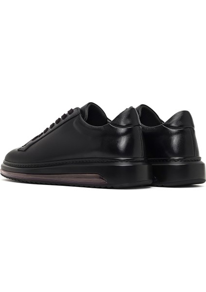 Erkek Siyah Bağcıklı Kalın Tabanlı Deri Sneaker 25WFD631018 indirimleri