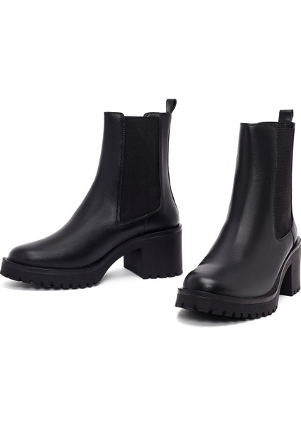 Kadın Siyah Kalın Topuklu Chelsea Bot 25WFE251618 modelleri
