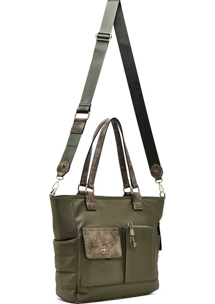 Kadın Haki Uzun Askılı Kumaş Omuz Çantası 25ABD28136F