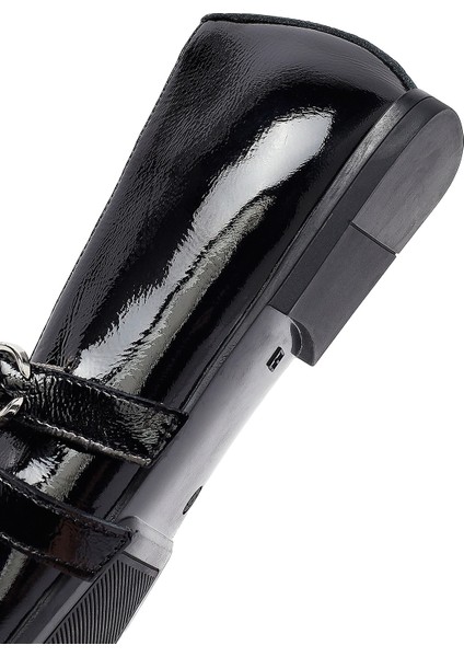 Kadın Siyah Tokalı Rugan Deri Babet 25AFD270016