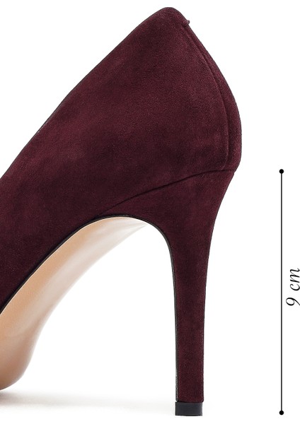 Kadın Bordo Ince Topuklu Süet Deri Stiletto 25AFD130610 fiyatları