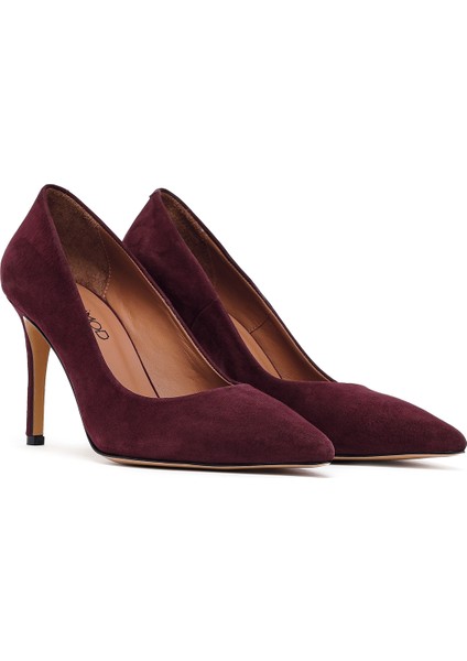 Kadın Bordo Ince Topuklu Süet Deri Stiletto 25AFD130610 modelleri