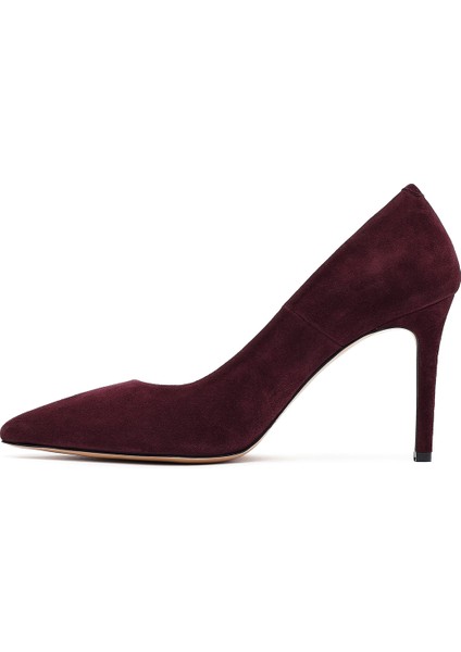 Kadın Bordo Ince Topuklu Süet Deri Stiletto 25AFD130610 fırsatları