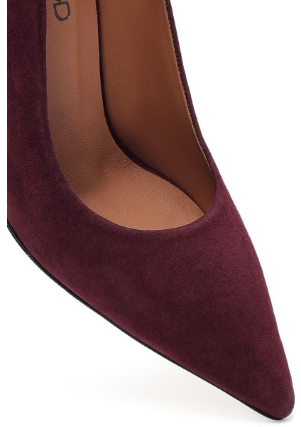 Kadın Bordo Ince Topuklu Süet Deri Stiletto 25AFD130610