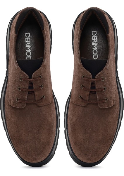 Erkek Kahverengi Bağcıklı Kalın Tabanlı Süet Deri Casual Ayakkabı 25WFD632010