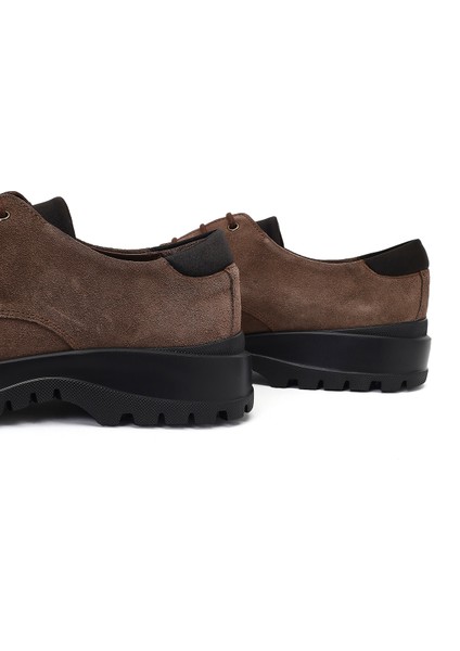 Erkek Kahverengi Bağcıklı Kalın Tabanlı Süet Deri Casual Ayakkabı 25WFD632010