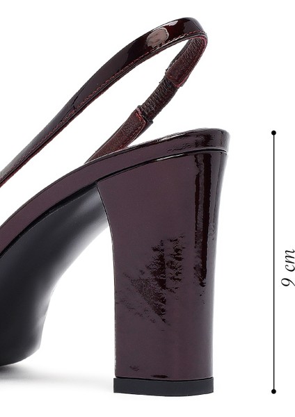 Kadın Bordo Arkası Açık Kalın Topuklu Rugan Deri Ayakkabı 25AFD121316 fiyatları