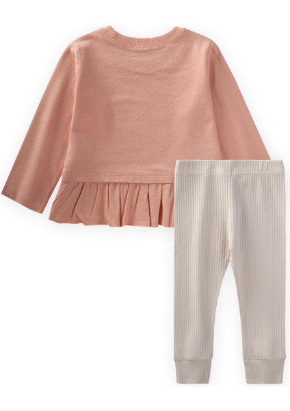 Tavşan Baskılı Eteği Fırfırlı Taytlı Takım 1-6 Yaş Yavruağzı fiyatları
