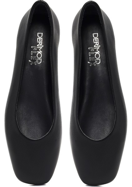 Kadın Siyah Klasik Deri Babet 25AFD380118