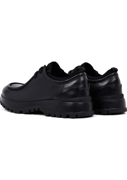 Erkek Siyah Bağcıklı Kalın Tabanlı Deri Casual Ayakkabı 25WFD632418 indirimleri