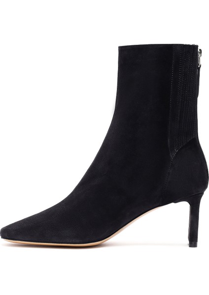 Kadın Siyah Fermuarlı Kısa Topuklu Süet Deri Bot 25AFD121510 fırsatları