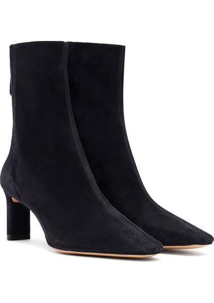Kadın Siyah Fermuarlı Kısa Topuklu Süet Deri Bot 25AFD121510 indirimleri