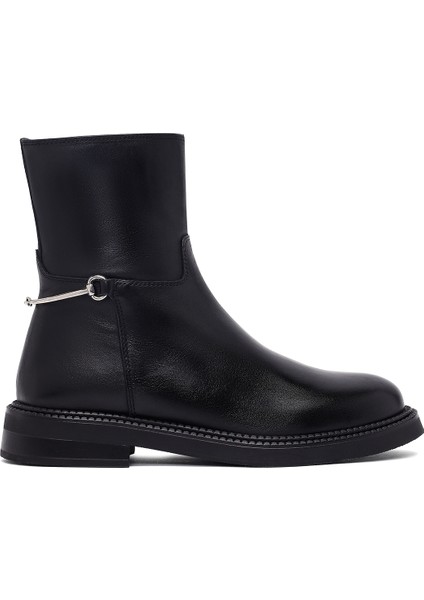 Kadın Siyah Fermuarlı Deri Bot 25WFD512718