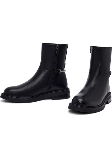 Kadın Siyah Fermuarlı Deri Bot 25WFD512718 fiyatları