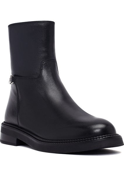 Kadın Siyah Fermuarlı Deri Bot 25WFD512718