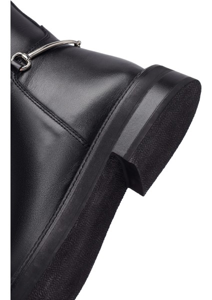 Kadın Siyah Fermuarlı Deri Bot 25WFD512718