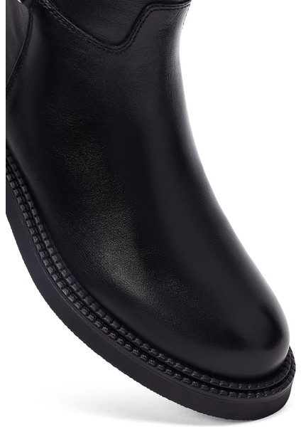 Kadın Siyah Fermuarlı Deri Bot 25WFD512718