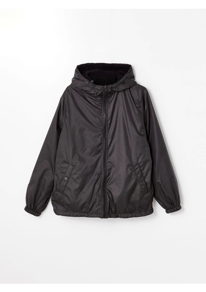 Lcwaıkıkı Classic Siyah Kapüşonlu Düz Çift Taraflı Kadın Mont