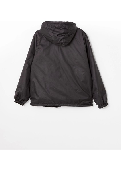 Lcwaıkıkı Classic Siyah Kapüşonlu Düz Çift Taraflı Kadın Mont