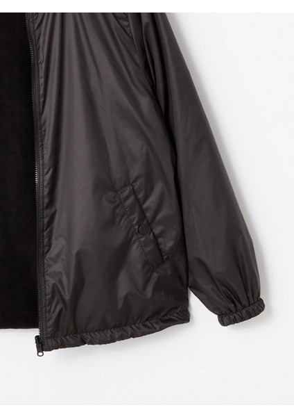 Lcwaıkıkı Classic Siyah Kapüşonlu Düz Çift Taraflı Kadın Mont