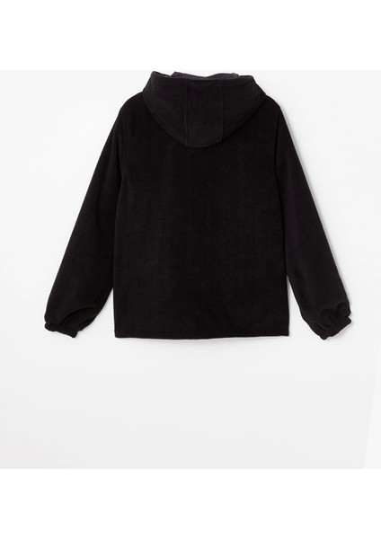 Lcwaıkıkı Classic Siyah Kapüşonlu Düz Çift Taraflı Kadın Mont