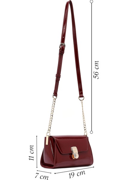 Kadın Bordo Uzun Askılı Rugan Mini Çapraz Çanta 25WBD281816 fiyatları