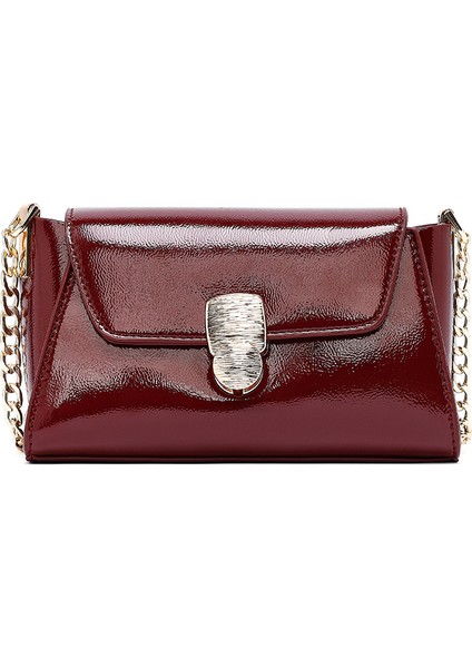 Kadın Bordo Uzun Askılı Rugan Mini Çapraz Çanta 25WBD281816 modelleri