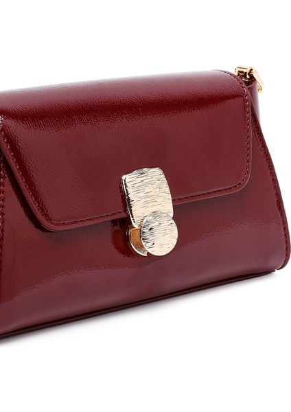 Kadın Bordo Uzun Askılı Rugan Mini Çapraz Çanta 25WBD281816