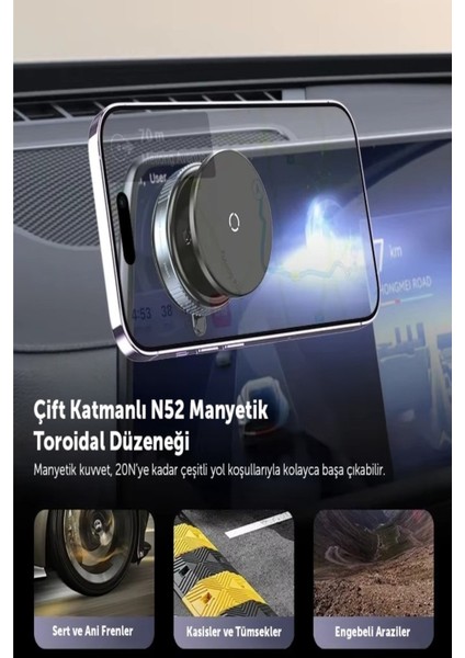 360 Derece Dönebilen Vakumlu Magsafe Destekli Magnetik Telefon Tutucu Araba Ayna Cam Masa Üzeri indirimleri