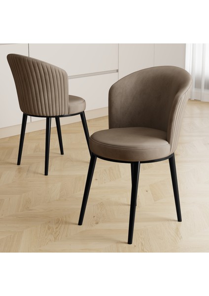 Risa Serisi 1 Adet Cappucino Mutfak Sandalyesi Siyah Metal Ayak 1.sınıf Babyface Kumaş fiyatları