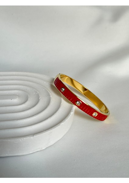 Mineli Çelik Bileklik Kırmızı Sedefli Altın Renk Renk Kelepçe Bileklik Sevgiliye Hediye Kutulu indirimleri
