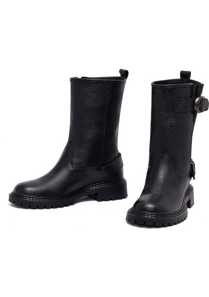 Kadın Siyah Deri Biker Bot 25WFD2024FT fiyatları