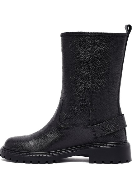 Kadın Siyah Deri Biker Bot 25WFD2024FT modelleri