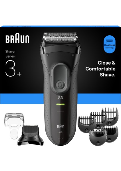Series 3+ Elektrikli Tıraş Makinesi, Kuru, 3000BT