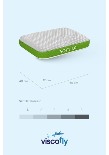 Viscofly Cloudsoft Air Yumuşak Visco Yastık – Air Mesh Yan Bordür, Yıkanabilir Fermuarlı Kılıf (60×40×12 Cm) fiyatları