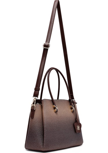 Kadın Kahverengi Uzun Askılı Baskılı Kol Çantası 25ABD281226