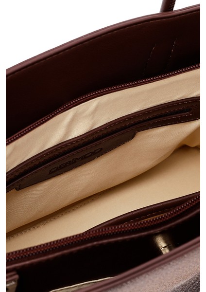 Kadın Kahverengi Uzun Askılı Baskılı Kol Çantası 25ABD281226