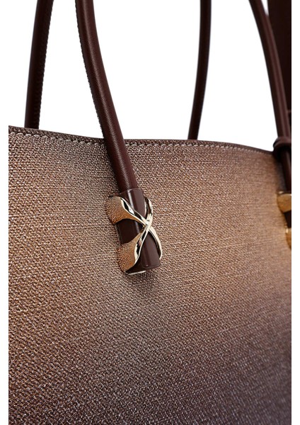 Kadın Kahverengi Uzun Askılı Baskılı Kol Çantası 25ABD281226