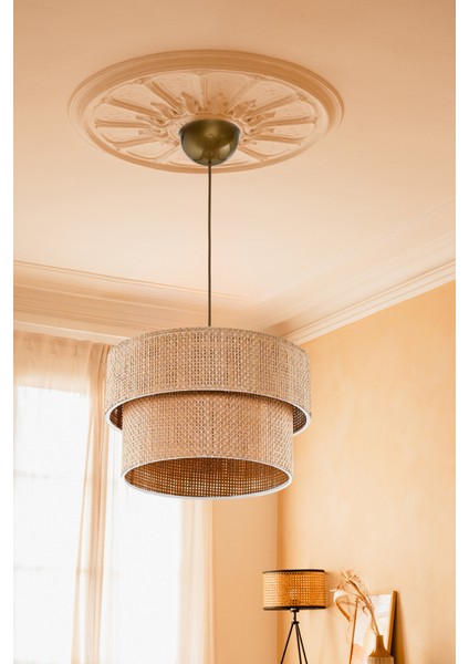 Rakkas Otantik Kahve Hasır Kaplama Pasta Sarkıt Yatak Odası Avize Salon Avize Yemek Odası