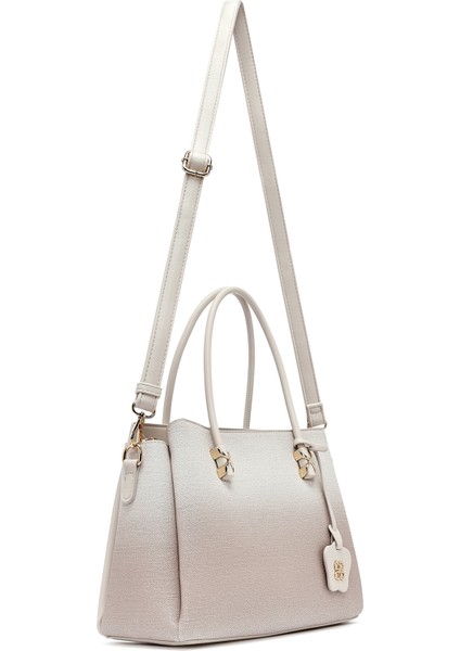 Kadın Krem Uzun Askılı Baskılı Kol Çantası 25ABD281226