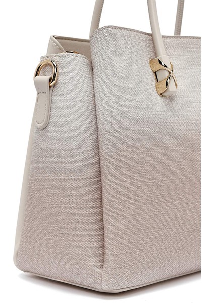 Kadın Krem Uzun Askılı Baskılı Kol Çantası 25ABD281226