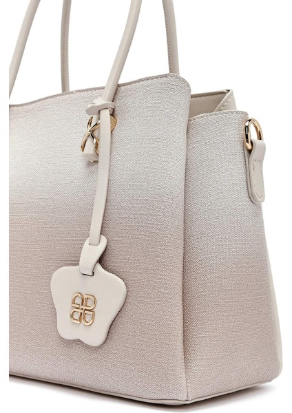 Kadın Krem Uzun Askılı Baskılı Kol Çantası 25ABD281226