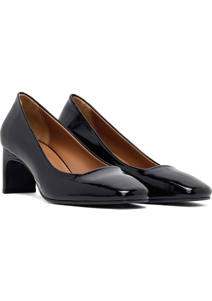 Kadın Siyah Kalın Topuklu Deri Ayakkabı 25AFD130716 modelleri